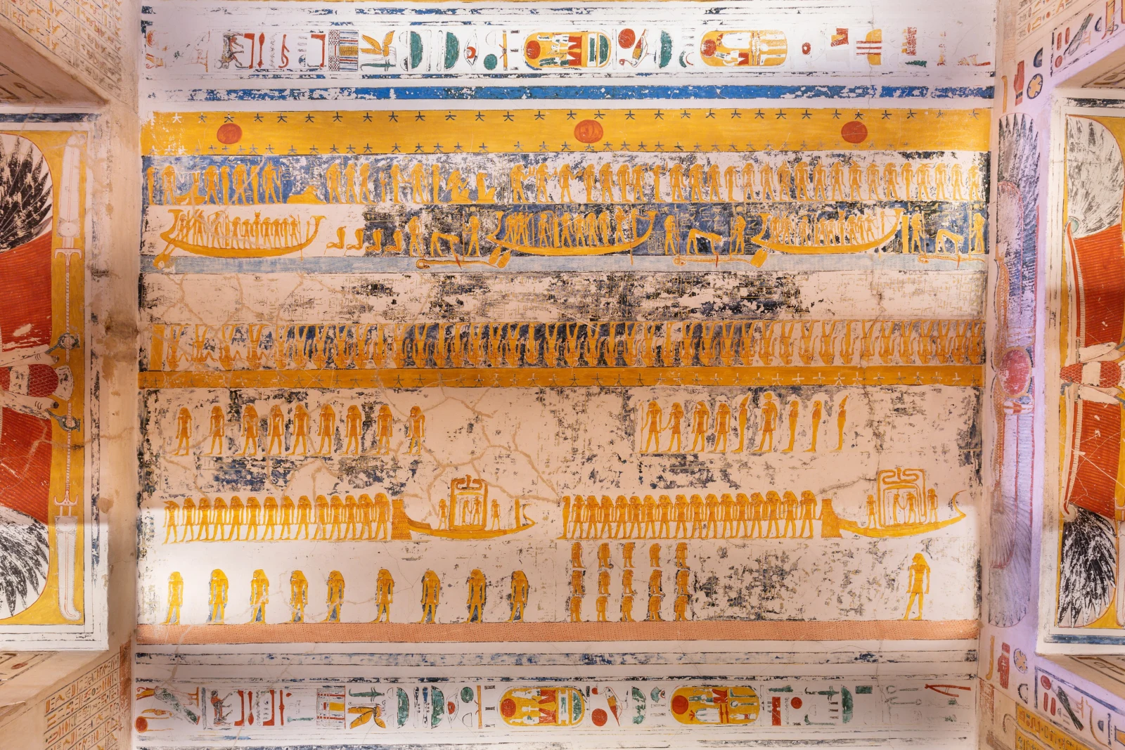 Painted decoration inside an ancient Egyptian royal tomb
